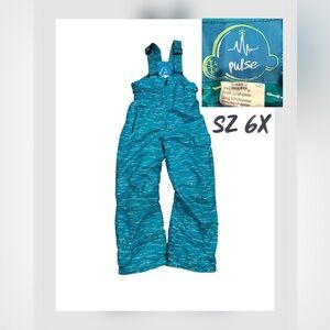 Pulse Kids Insulated Snow Bib / Ski Pants – Size 6X turquoise